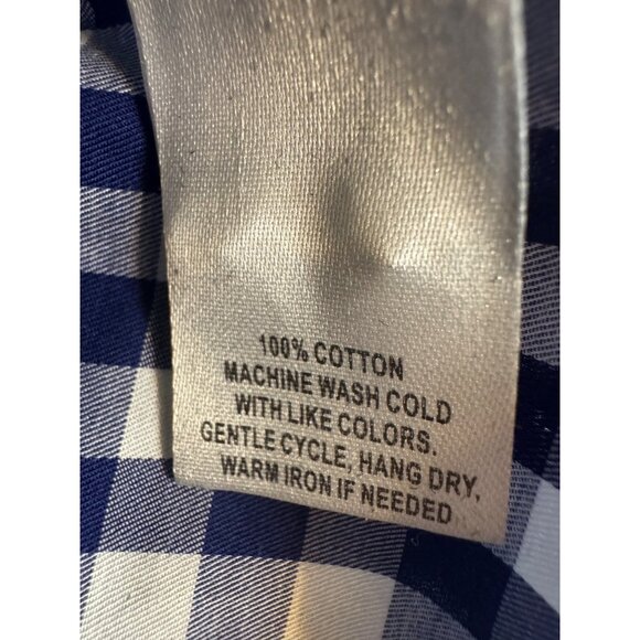 2/$30 NWOT Untuckit "0" Womens Navy Blue & White Gingham Checkered - Picture 11 of 14